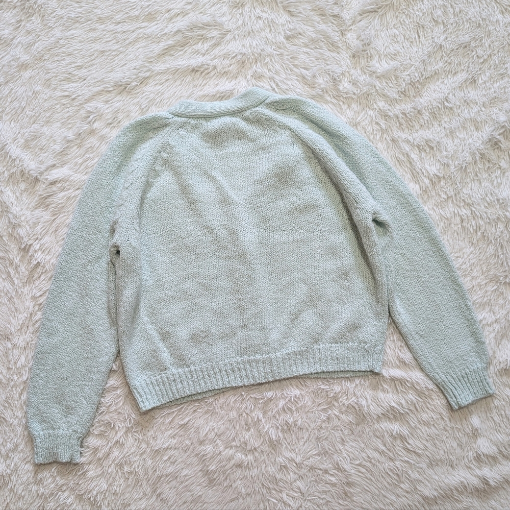 90s Vintage Victoria Jones Mint Knit Button Down Cardigan Petite Medium - Picture 5 of 8